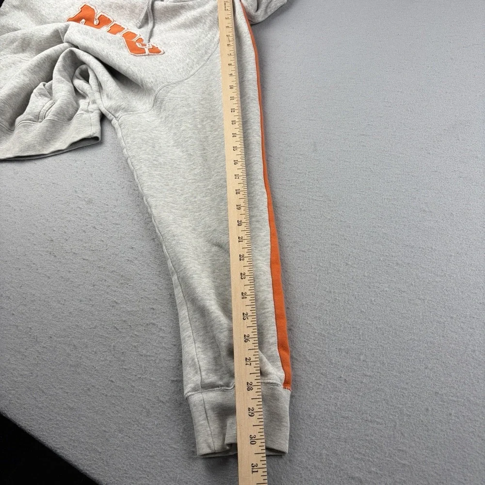 Y2K Nike Spellout Hoodie Men's Large Gray Orange Embroidered Pullover